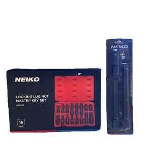 Neiko (lot of 2) Metric Universal Locking Lug Nut Master Key Set/Impact Bar Set
